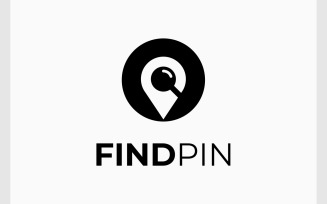 Pin Map Magnifying Glass Logo