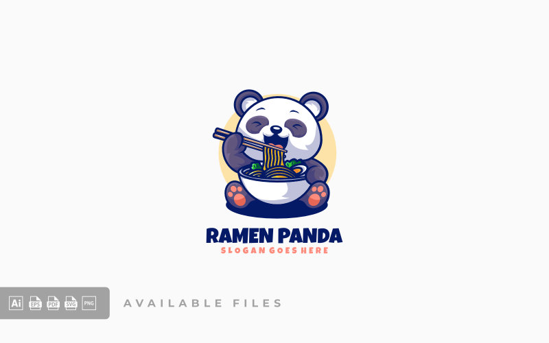 Ramen Panda Mascot Cartoon Logo Logo Template