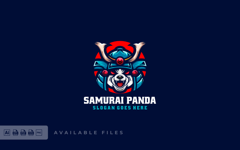 Samurai Panda Mascot Cartoon Logo Logo Template