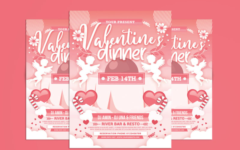 Valentines Day Dinner Flyer Corporate Identity