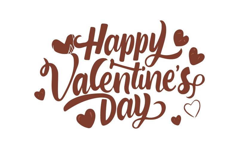 Free Happy Valentine's Day Lettering typography with hearts vector template Vector Graphic