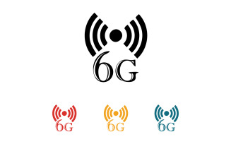 6G signal network tecknology logo vector icon v11