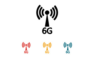 6G signal network tecknology logo vector icon v14