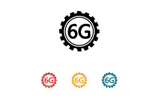 6G signal network tecknology logo vector icon v24