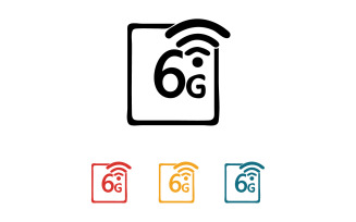 6G signal network tecknology logo vector icon v3