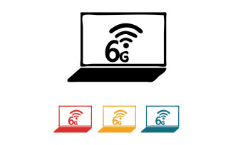 6G signal network tecknology logo vector icon v4