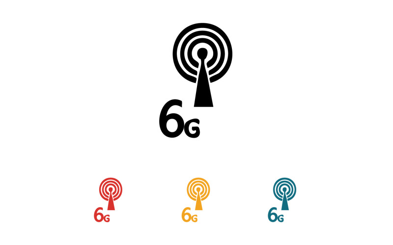 6G signal network tecknology logo vector icon v9 Logo Template