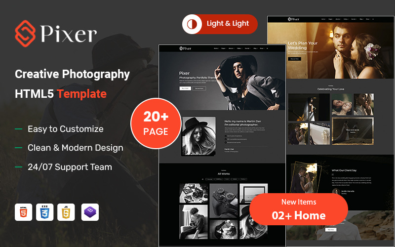Pixer – Creative Photography HTML5 Template Website Template