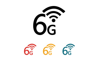 6G signal network tecknology logo vector icon v59