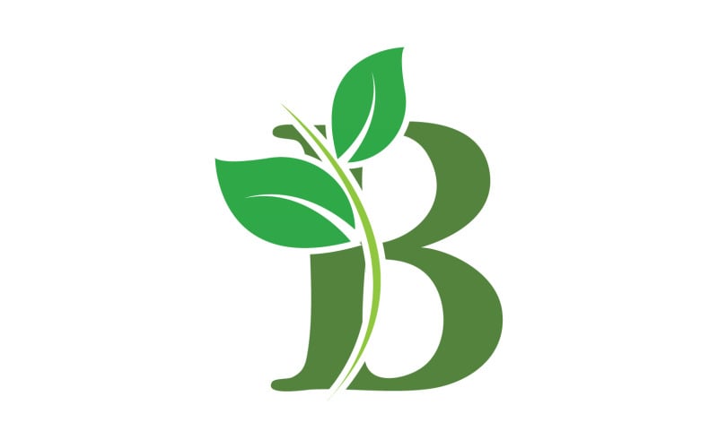 B letter leaf green initial name v10 Logo Template
