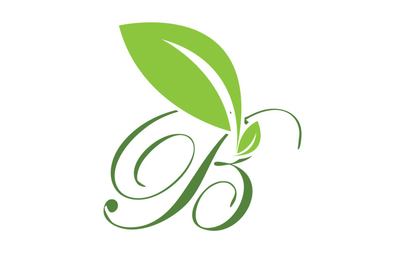B letter leaf green initial name v11 Logo Template