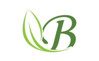 B letter leaf green initial name v14