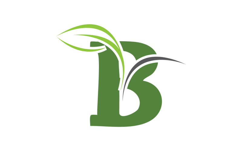 B letter leaf green initial name v15 Logo Template