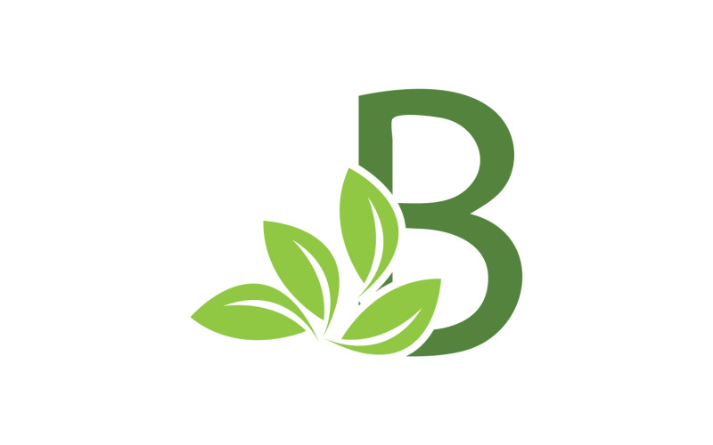 B letter leaf green initial name v16 Logo Template