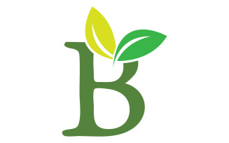 B letter leaf green initial name v17