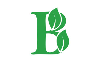 B letter leaf green initial name v18