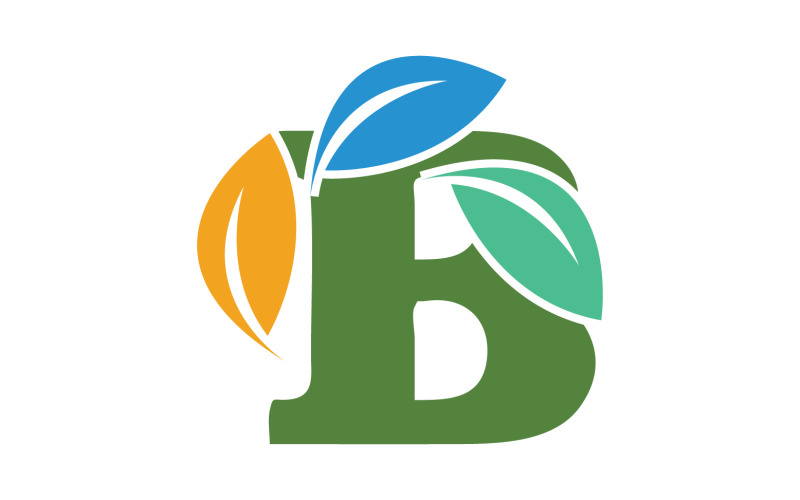 B letter leaf green initial name v20 Logo Template