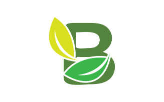 B letter leaf green initial name v21