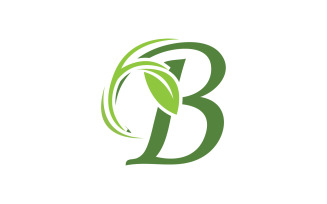 B letter leaf green initial name v22