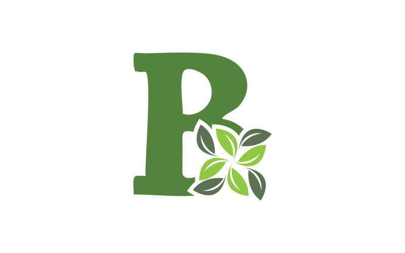 B letter leaf green initial name v23 Logo Template