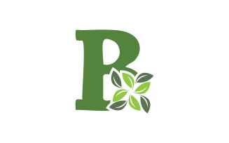 B letter leaf green initial name v23