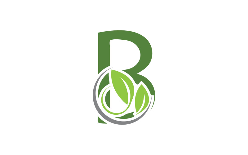 B letter leaf green initial name v24 Logo Template