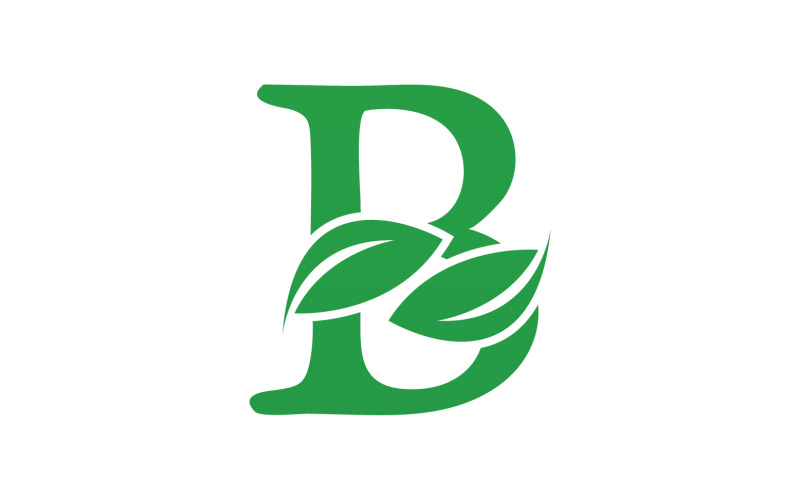 B letter leaf green initial name v25 Logo Template