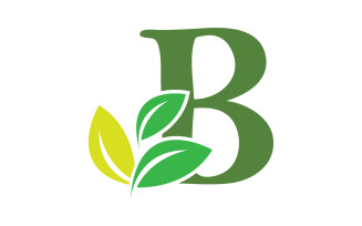 B letter leaf green initial name v26