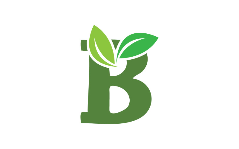 B letter leaf green initial name v31 Logo Template