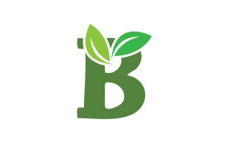 B letter leaf green initial name v31