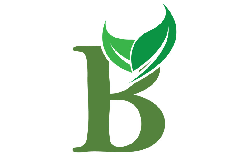 B letter leaf green initial name v34 Logo Template
