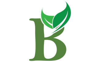 B letter leaf green initial name v34