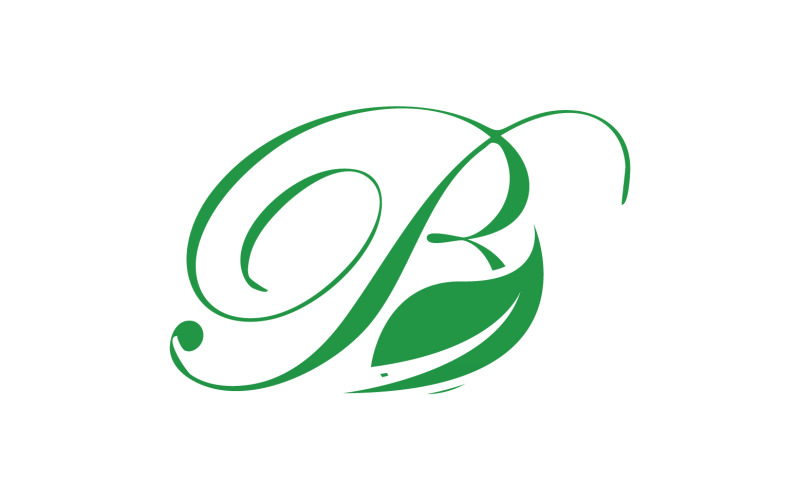 B letter leaf green initial name v35 Logo Template