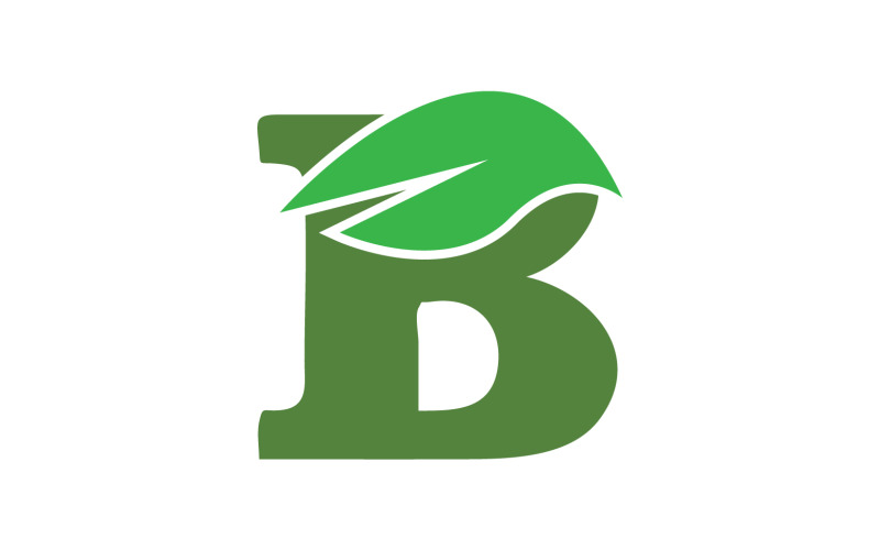 B letter leaf green initial name v36 Logo Template