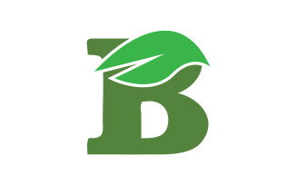 B letter leaf green initial name v36