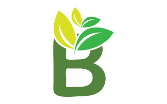 B letter leaf green initial name v37