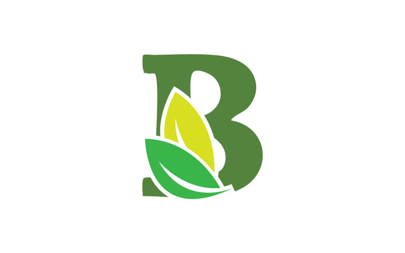 B letter leaf green initial name v39 Logo Template
