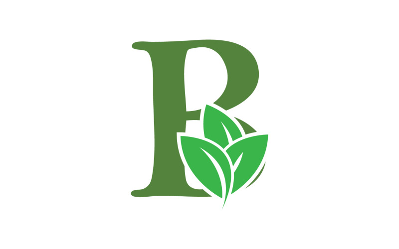 B letter leaf green initial name v3 Logo Template