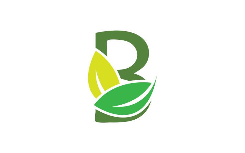 B letter leaf green initial name v40 Logo Template