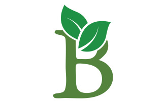 B letter leaf green initial name v41