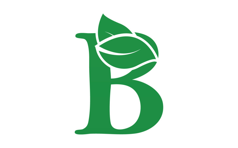 B letter leaf green initial name v42 Logo Template