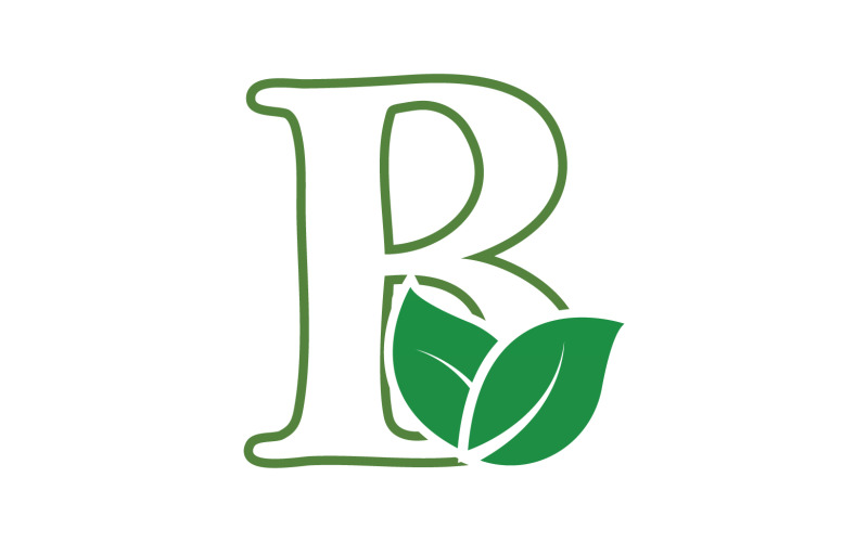 B letter leaf green initial name v43 Logo Template