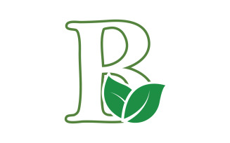 B letter leaf green initial name v43