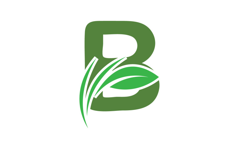 B letter leaf green initial name v45 Logo Template