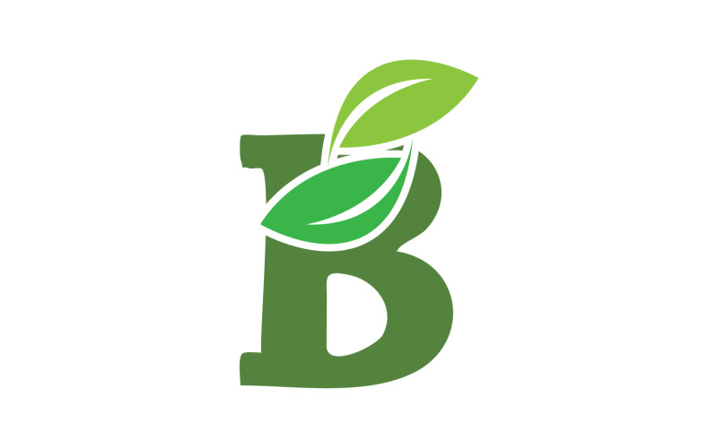 B letter leaf green initial name v47 Logo Template