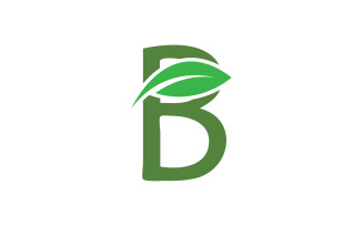 B letter leaf green initial name v48
