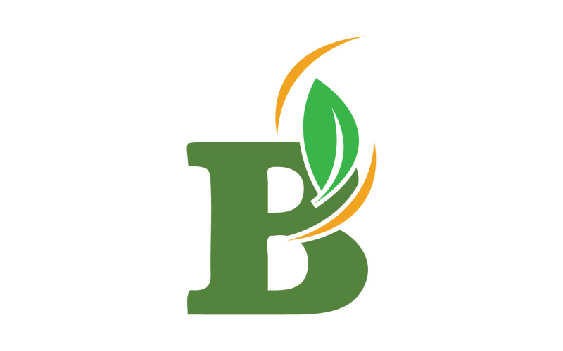 B letter leaf green initial name v4 Logo Template