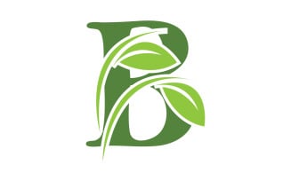 B letter leaf green initial name v50
