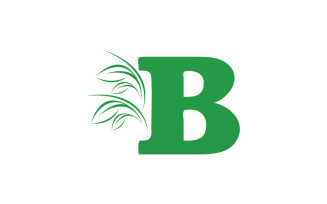 B letter leaf green initial name v52