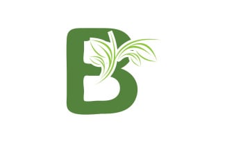 B letter leaf green initial name v53